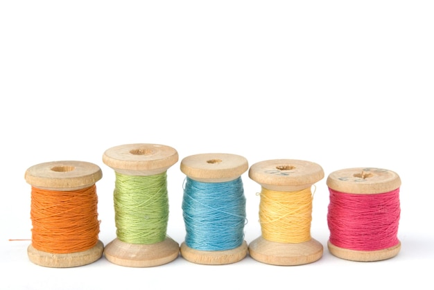 colorful thread spools